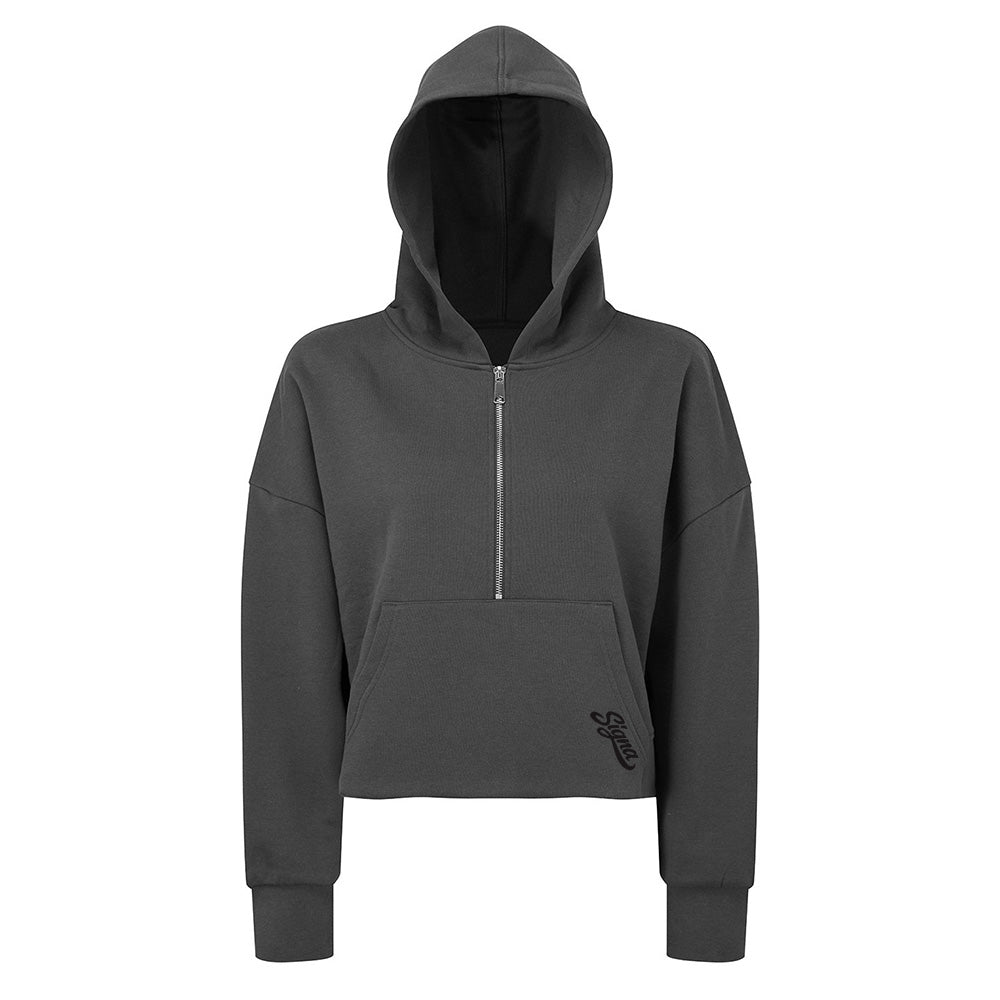 Ladies Half zip cropped hoodie