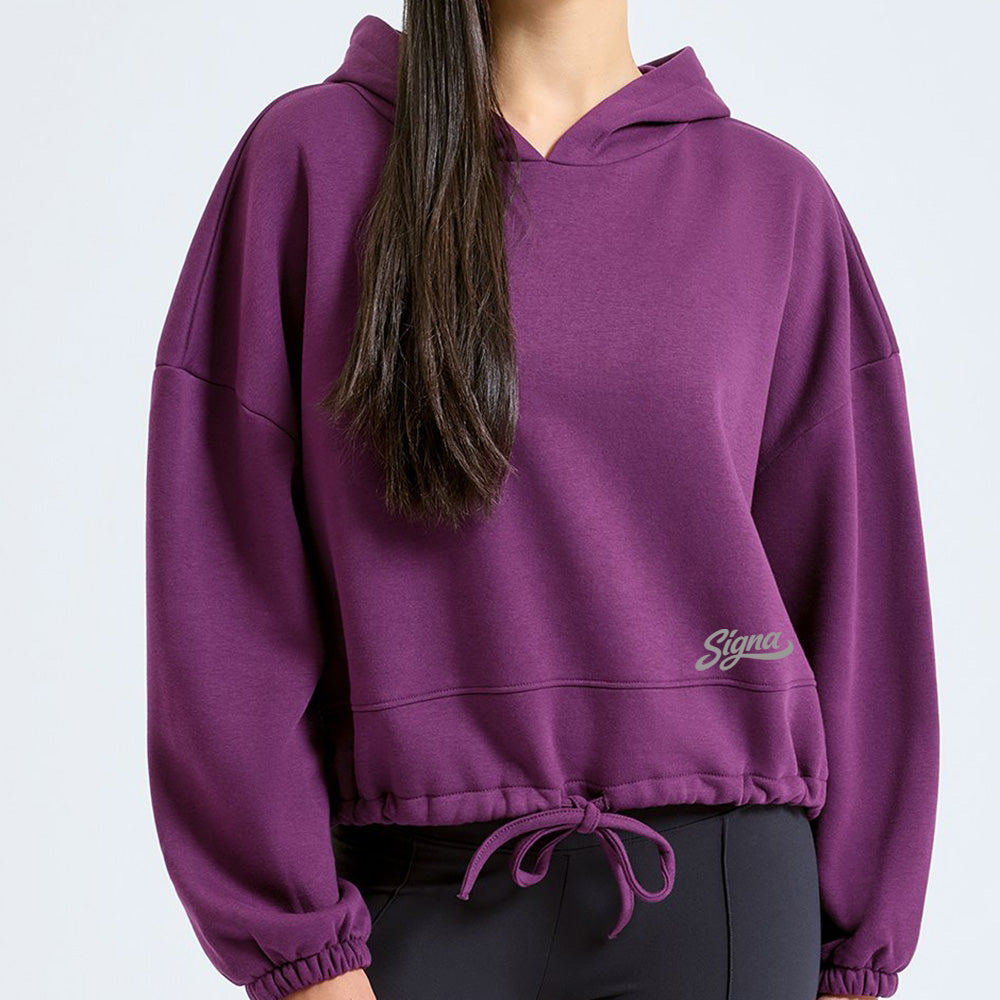 Ladies cropped Drawstring hoodie