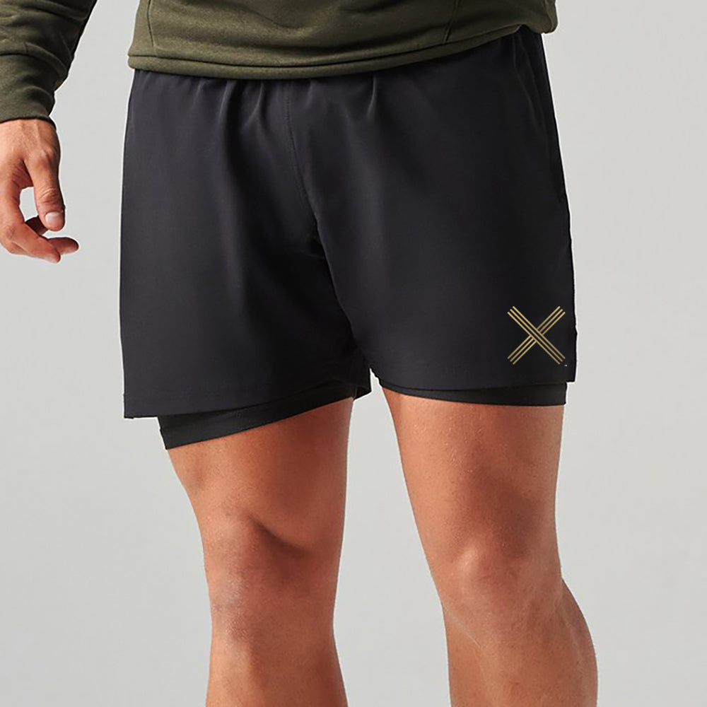 Triple X Performance Centre - mens double layer gym shorts